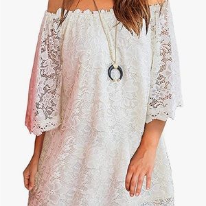 NWT: Off the shoulder white lace dress